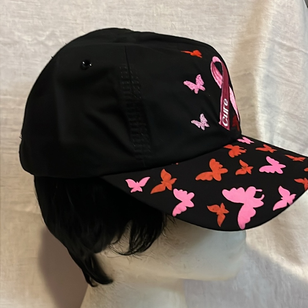 Butterfly Pink Ribbon Cure Ball Cap. - Picture 3 of 6